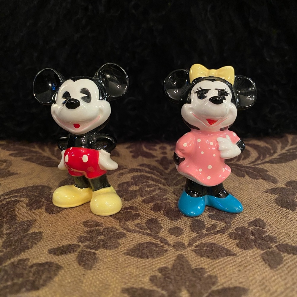 Vintage Mickey & Minnie Mouse 3" Figurines
